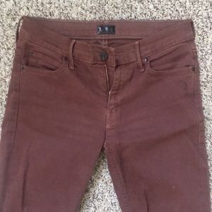 Burgundy ankle skinny cotton jeans